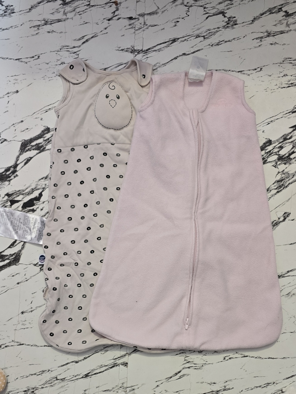 Halo & Nest Pink Fleece and Neutral Patterned Sleeveless Sleep Sacks - Pack of 2